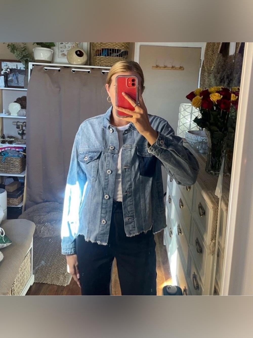Cotton on raw hem denim jacket size 8 or medium